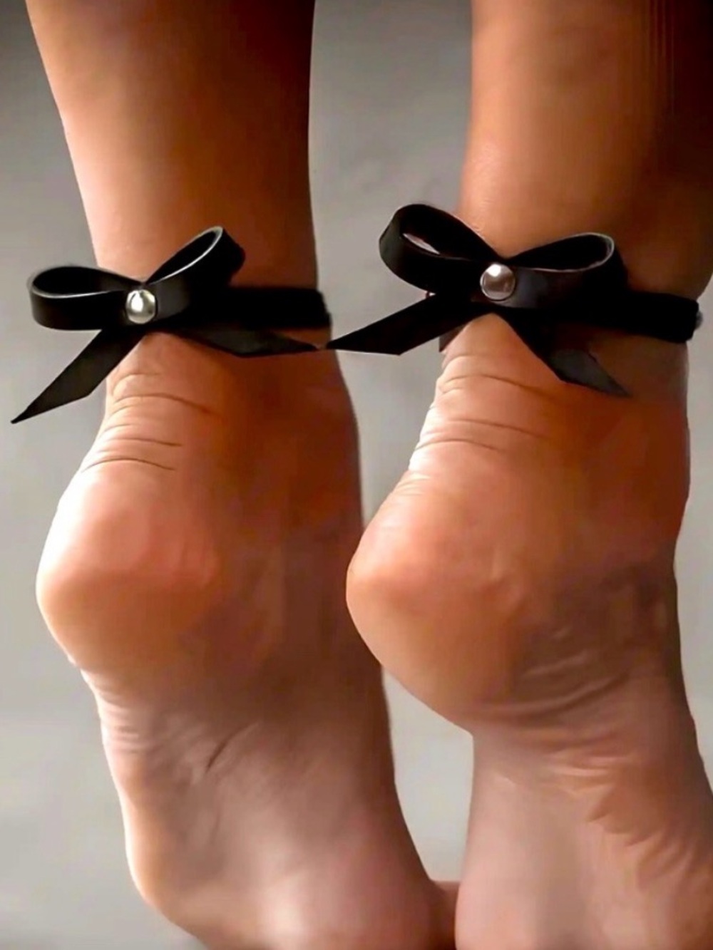 Leather Bow Anklet for Lingerie - 1 pair